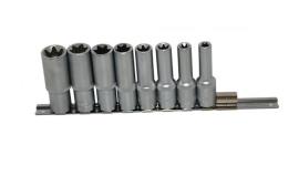 Ključevi nasadni duboki TORX ženski od E10-E24 mm na šini ASTA